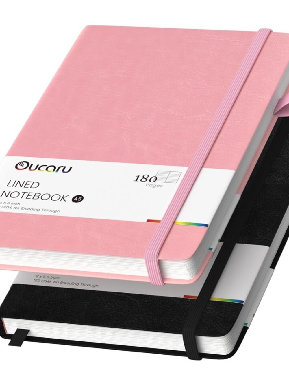 Lined Journal Notebook, 2 Pack, 180 Pages, A5 Journals for Writing, 100 GSM Thic